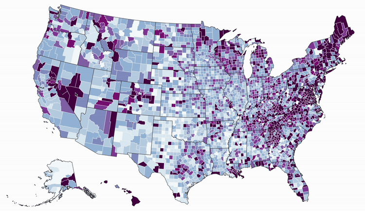 Choropleth to bubble map transition